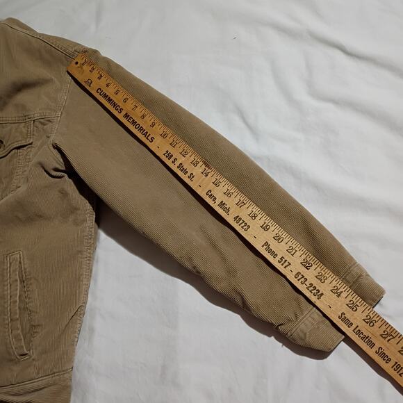 Old Navy Vintage Men's XL Corduroy Sherpa Lined Jacket Tan Easy Care Snap-Front - Picture 9 of 11